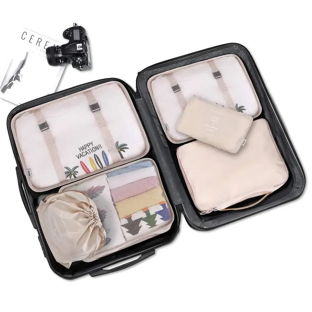 ensemble de 6/8 pièces, organisateur de voyage, sacs de rangement, valise, ensemble d'emballage, étuis de rangement, organisateur de bagages portables, pochette pour vêtements et chaussures