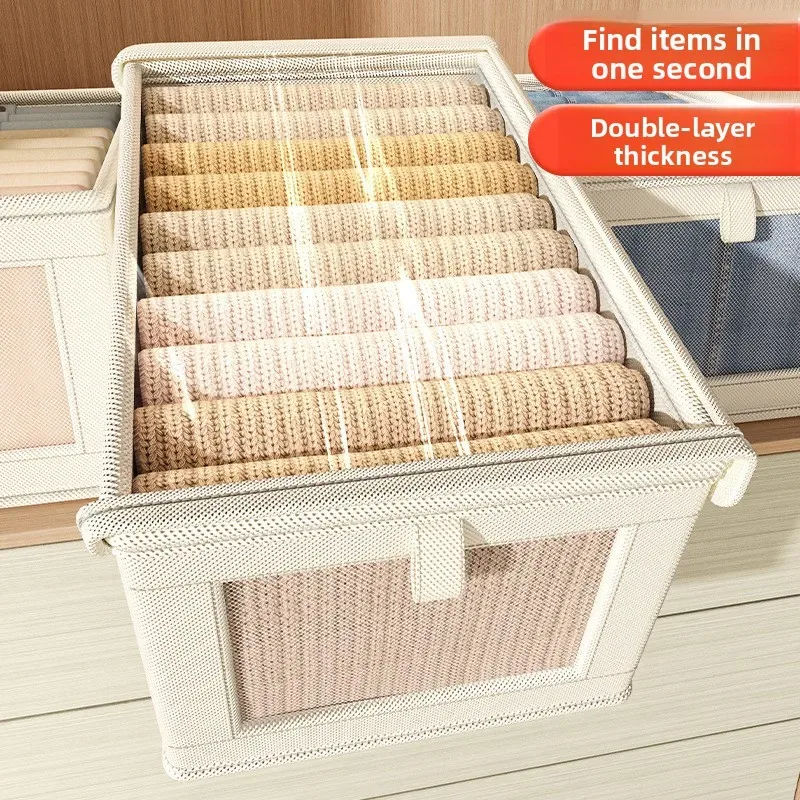 boîte de rangement pliable pour vêtements avec couvercle, anti-poussière, organisateur de chemises et de sous-vêtements, style moderne et simple, pour la maison, bac de rangement pour armoire