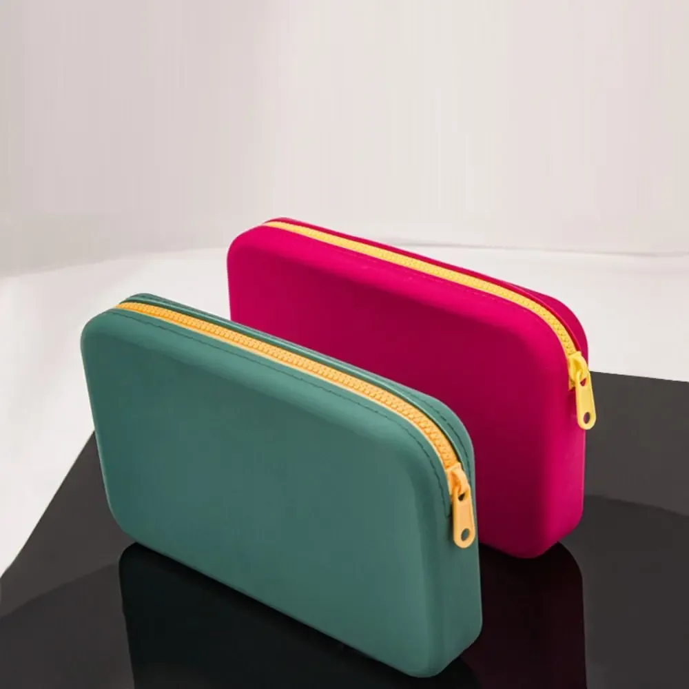 sac de rangement pour cosmétiques avec fermeture éclair, carré en silicone, grande capacité, poudres de maquillage, porte-pinceau de maquillage étanche