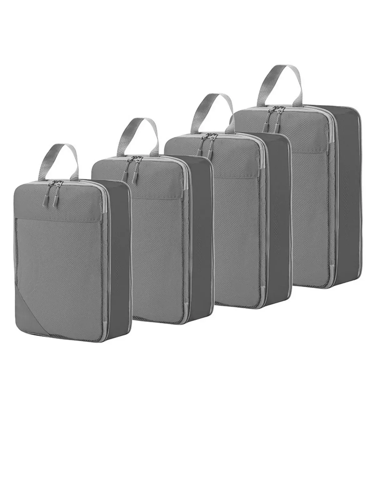 organisateur voyage polyester gris clair poignée noire fermeture glissière compressible sac chaussures rangement cube traçabilité usage polyvalent