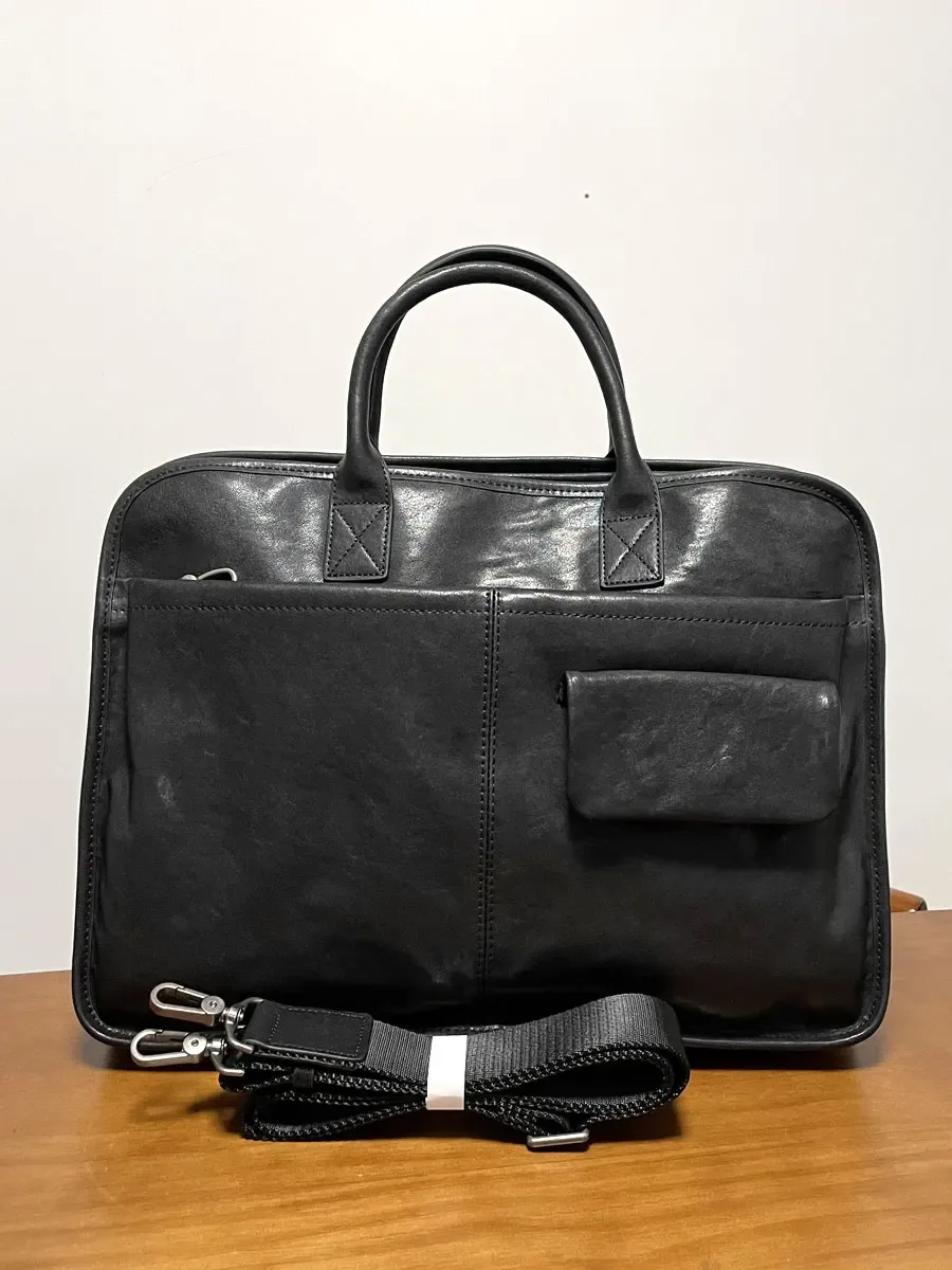 porte-documents de luxe en cuir véritable pour hommes, porte-documents d'affaires décontracté, fait à la main, mode première couche en peau de vache, sacs à main pour ordinateur portable de grande capacité
