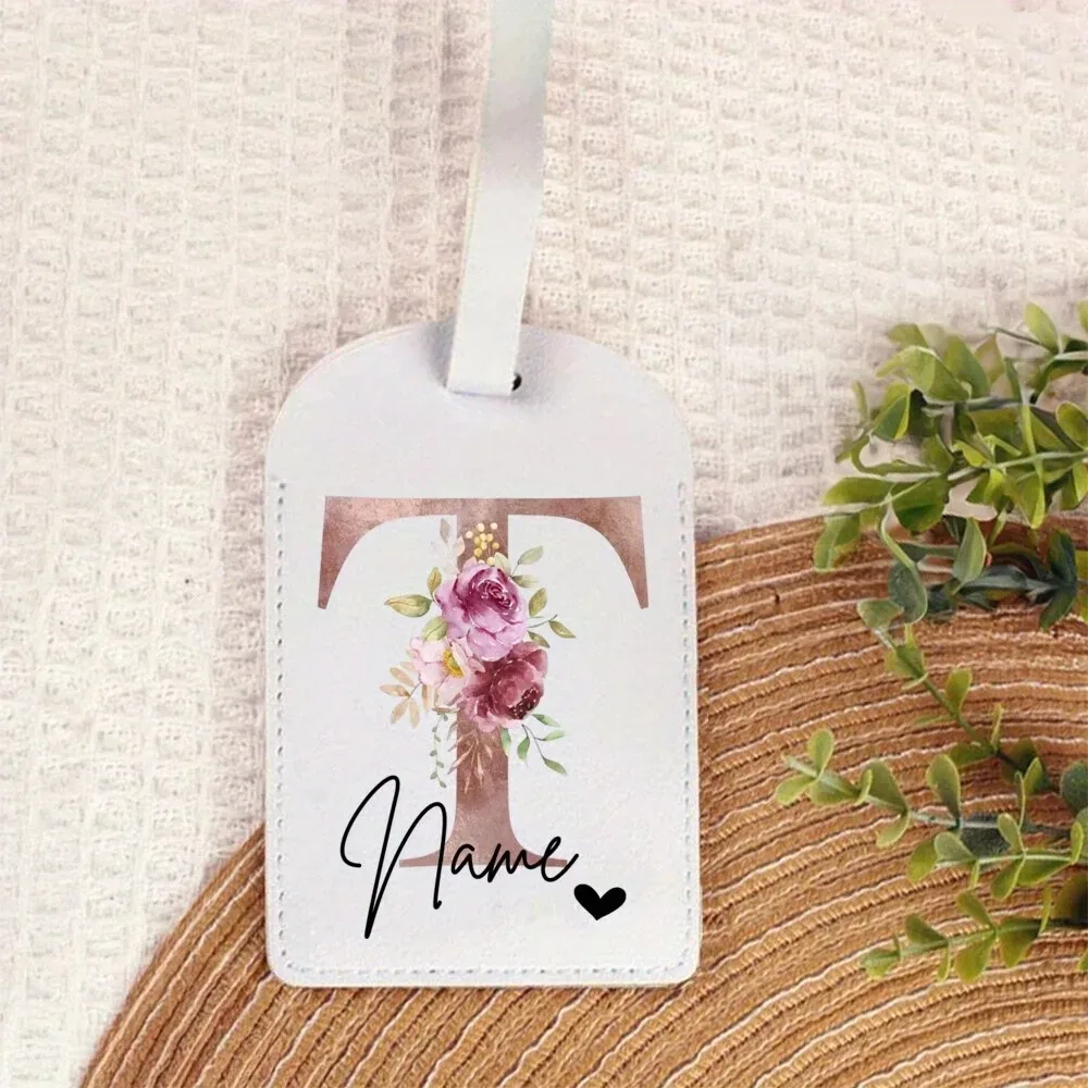 étiquette de bagage personnalisée avec nom | accessoires de voyage portables personnalisés en pu, avec monogramme imprimé tendance, idéaux pour les fêtes