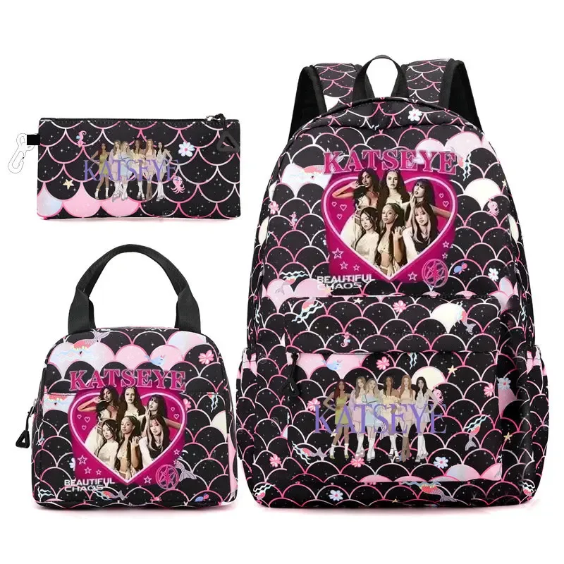 sac dos polyester motifs groupe filles poignée supérieure glissière capacité 20 35 litres unisexe couleurs rose clair violet bleu clair