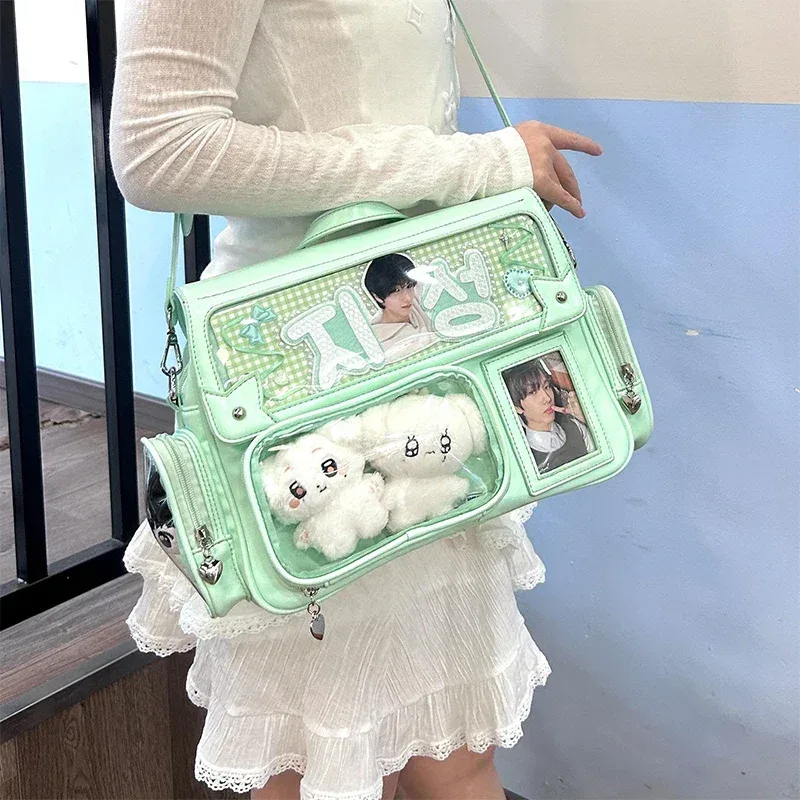 nouveau lolita fille mignon ita sacs à dos sac transparent y2k grande capacité sac à bandoulière doux bricolage badge affichage sac à bandoulière décontracté