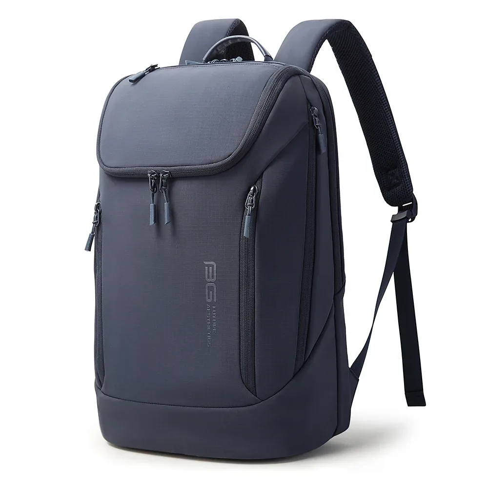 sac dos nylon unisexe noir gris bleu fermeture éclair motif solide détails métalliques tissu résistant transport journalier voyage affaires