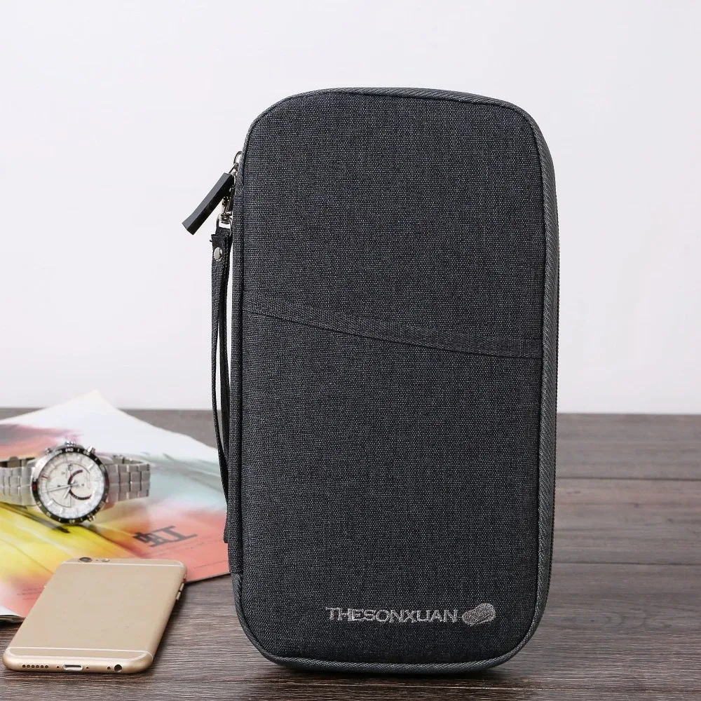nouvelle pochette de voyage rfid pour passeport, organisateur multifonctionnel pour cartes et billets de famille, unisexe, idéal pour l'enregistrement à l'aéroport
