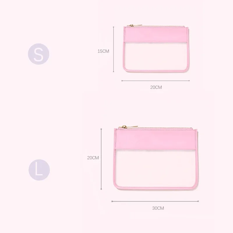 pochette classique en pvc transparent, sac de voyage transparent étanche pour cosmétiques, rouges à lèvres, brosse, sac à main en plastique avec fermeture éclair, organisateur de maquillage de toilette
