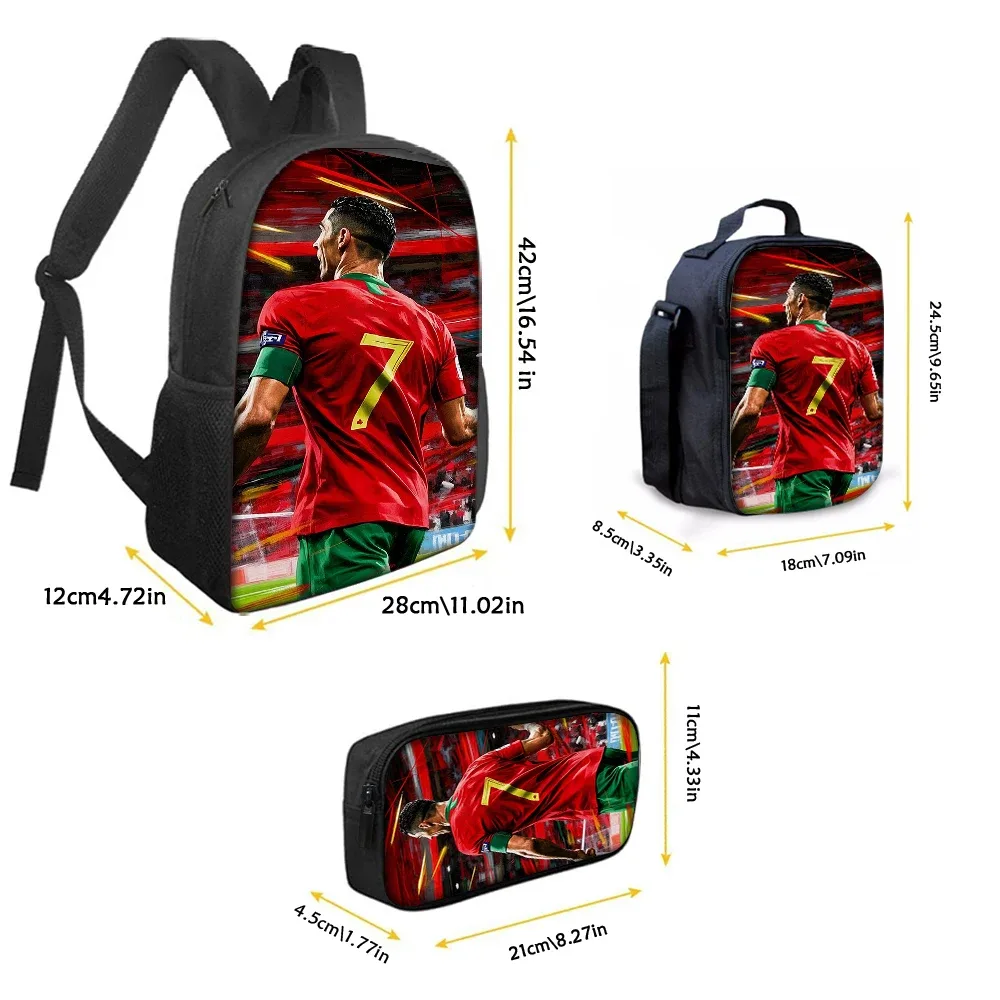 sac dos polyester noir motif joueur football maillot rouge numéro 7 format rectangulaire poignées souple usage voyage