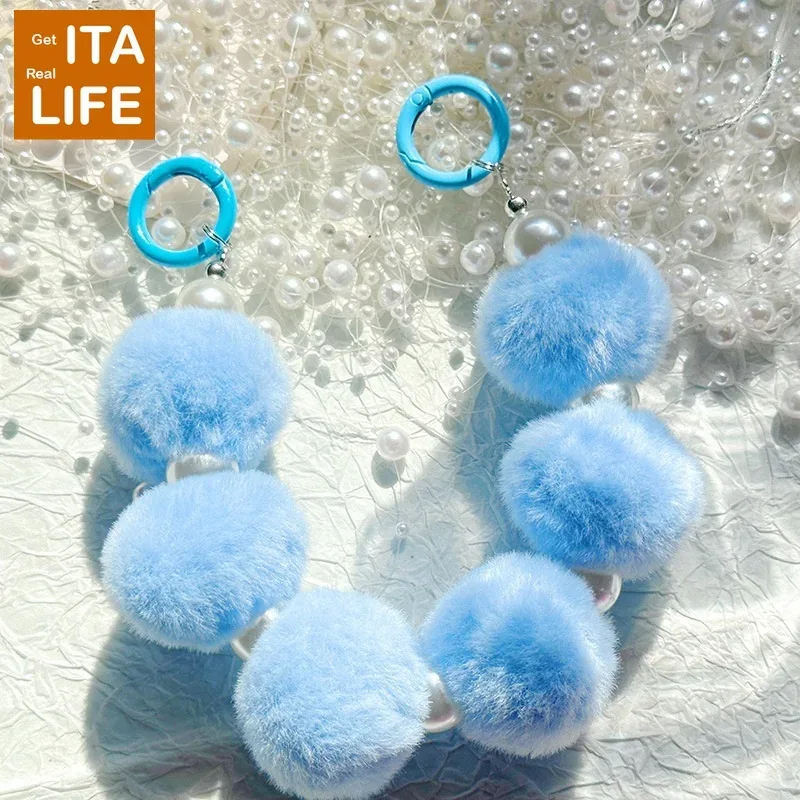 italife ita sac ornement décoration rose bleu dessin animé couleur boules de cheveux chaînes femmes fille itabag accessoires sacs à dos remplisseurs h327