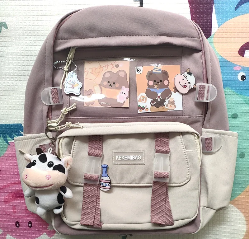 sac à dos en toile kawaii pour femme, cartable pour adolescente, sac à dos pour ordinateur portable, sac de voyage de loisirs, nouvelle mode