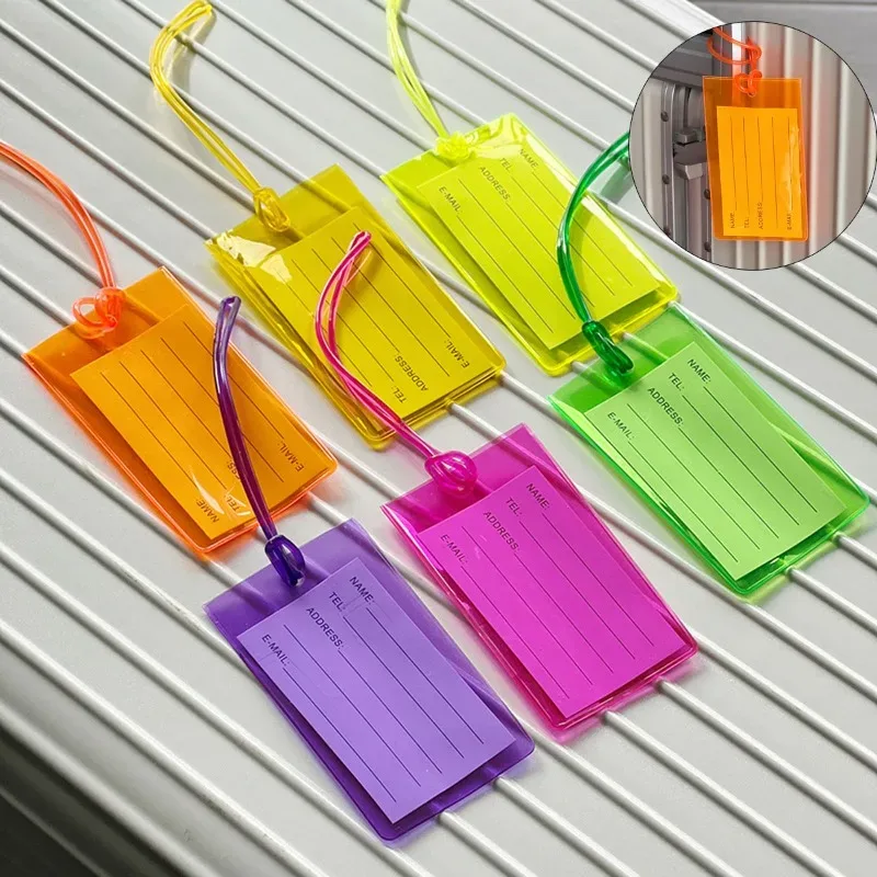 étiquette de bagage transparente colorée arc-en-ciel, étiquette de valise flexible, identification de nom étanche, identification de bagage attro, voyage