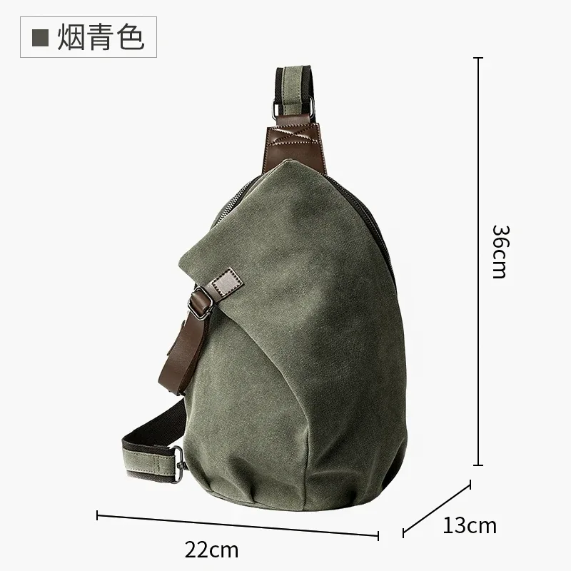 sac à bandoulière en toile rétro grande capacité mte elan, sac de poitrine en cuir pour homme, sac à dos décontracté de voyage et de loisirs, vert olive
