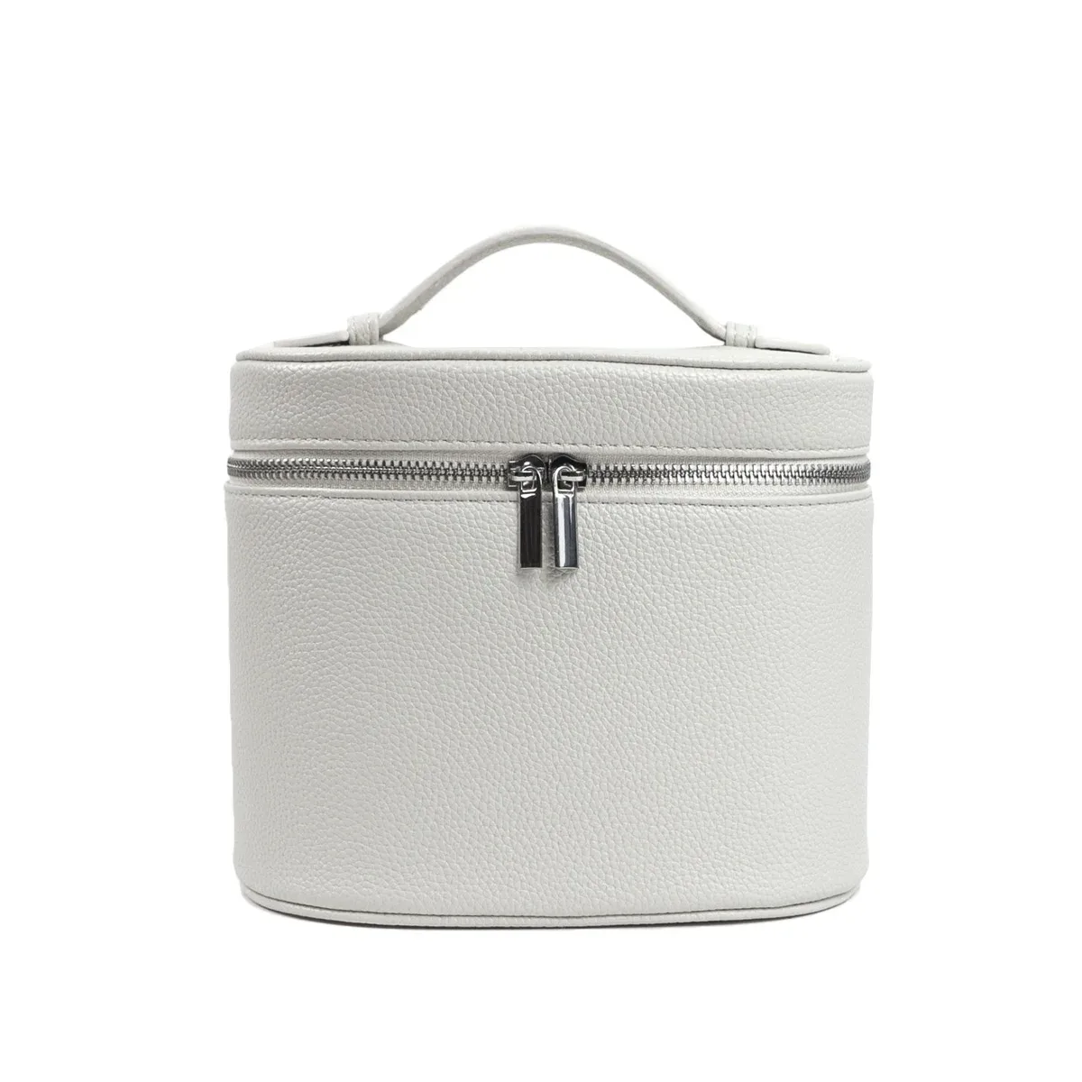 sac de voyage portable personnalisable avec compartiment cosmétique amovible en cuir grainé et section de rangement séparée pour articles de toilette