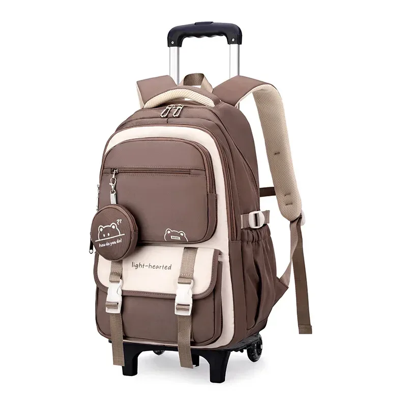 sacs à dos roulants coréens pour filles, sac à dos d'école à roulettes pour filles, sac à dos de bagages sur roulettes pour enfants, sacs d'école à roulettes