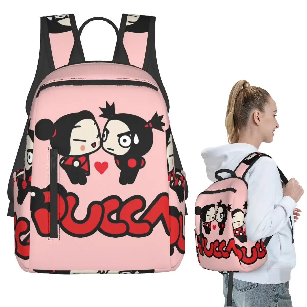sac à dos d'animation cartoon garu pucca, sac à livres pour étudiants, sac d'école pour enfants, sacs à bandoulière pour ordinateur, pour hommes et femmes