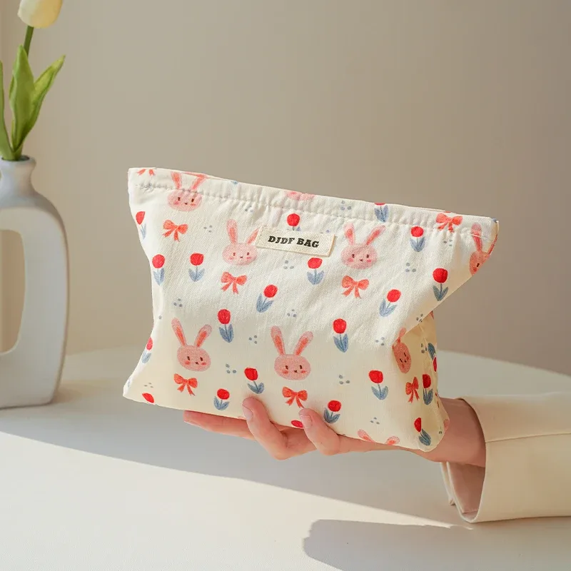 sac à cosmétiques lapin violet pour femme, grande capacité, sac de rangement pour produits de soins de la peau, sac d'agrément de voyage, sac pratique portable