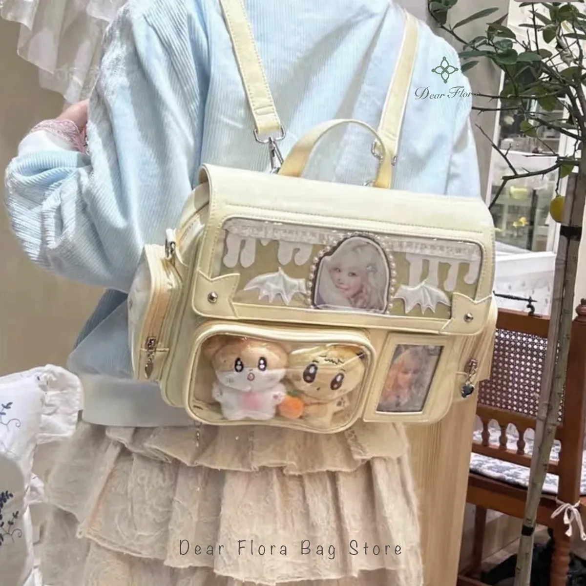 nouveau lolita fille mignon ita sacs à dos sac transparent y2k grande capacité sac à bandoulière doux bricolage badge affichage sac à bandoulière décontracté