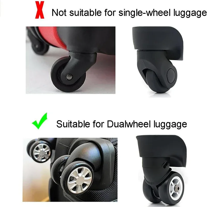 protecteur de roues de bagages en silicone, 8 pièces, roulettes, chaussures, valise de voyage, réduit le bruit, accessoires de couverture de protection