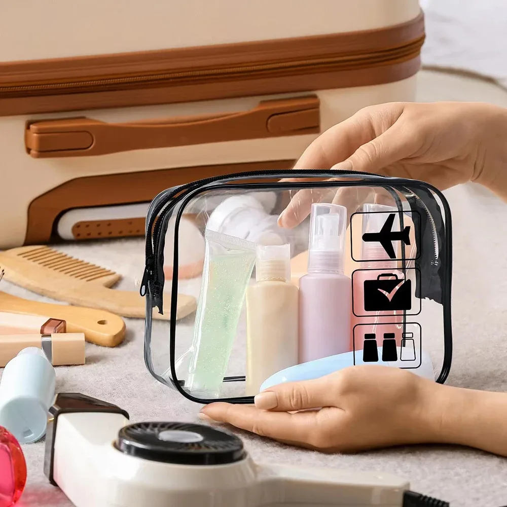 pochette à cosmétiques 3 pièces, sacs de toilette transparents, sac de toilette compatible avec la compagnie aérienne aéroport, trousse de toilette de voyage pratique fa