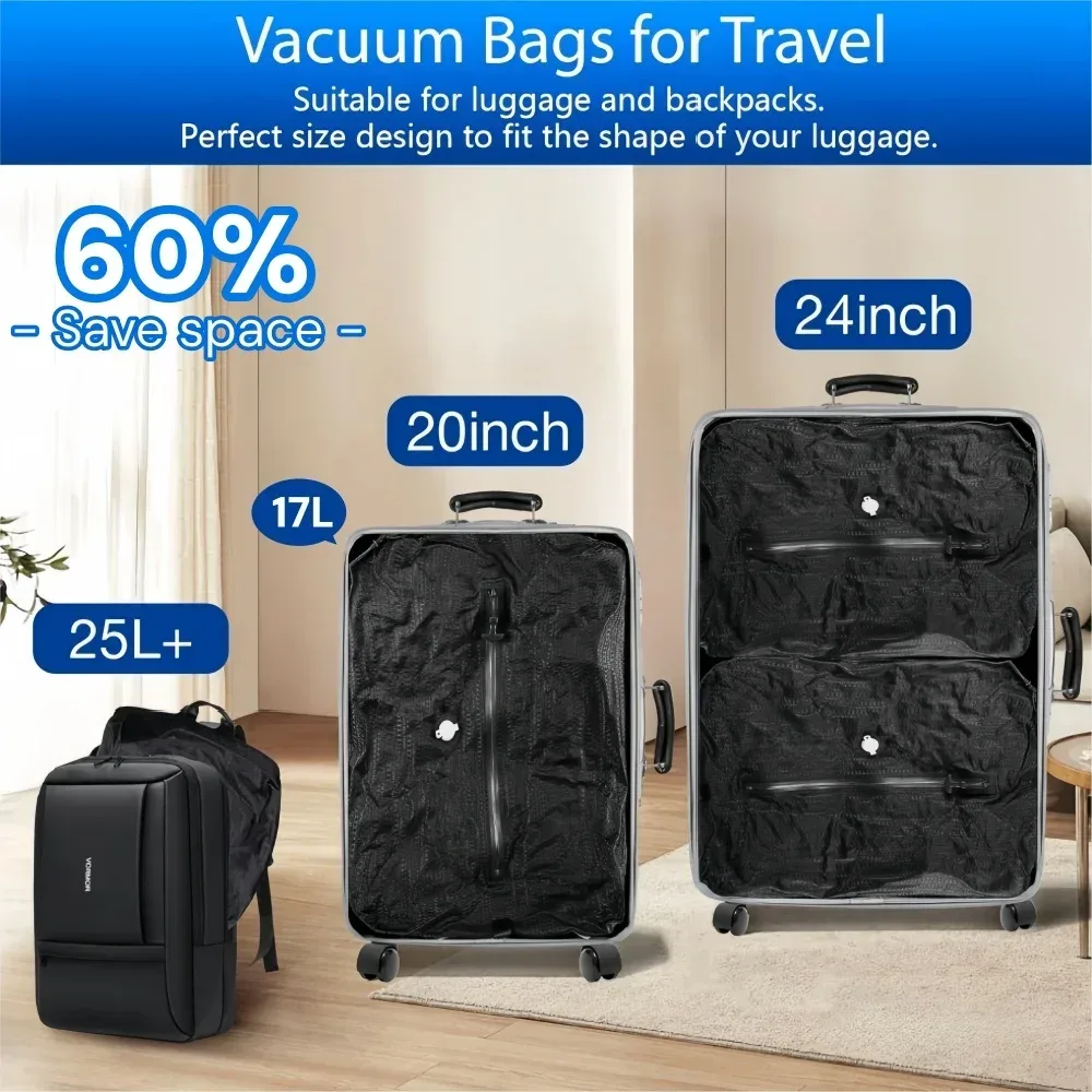 sacs de rangement sous vide pour voyage, sacs de compression pour bagages avec pompe à air, organiseurs de vêtements, cubes d'emballage