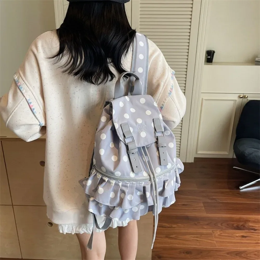 sac à dos créatif à pois, grande capacité, sac d'école décontracté, sac à bandoulière multifonctionnel, voyage
