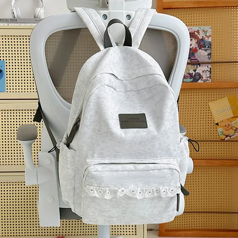 nouveau sac à dos de voyage 2026 en dentelle style japonais ins léger grande capacité pour femme, sac d'école respirant en nylon imperméable