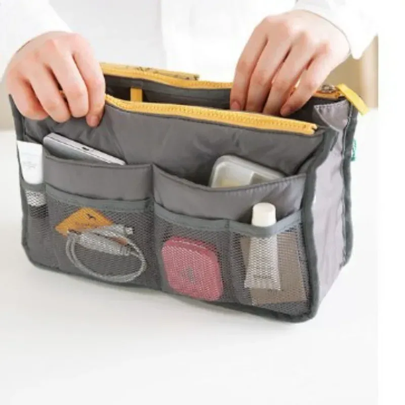trousse de toilette de voyage multifonctionnelle à double fermeture éclair, grande capacité, organisateur de cosmétiques à plusieurs compartiments, pochette portable