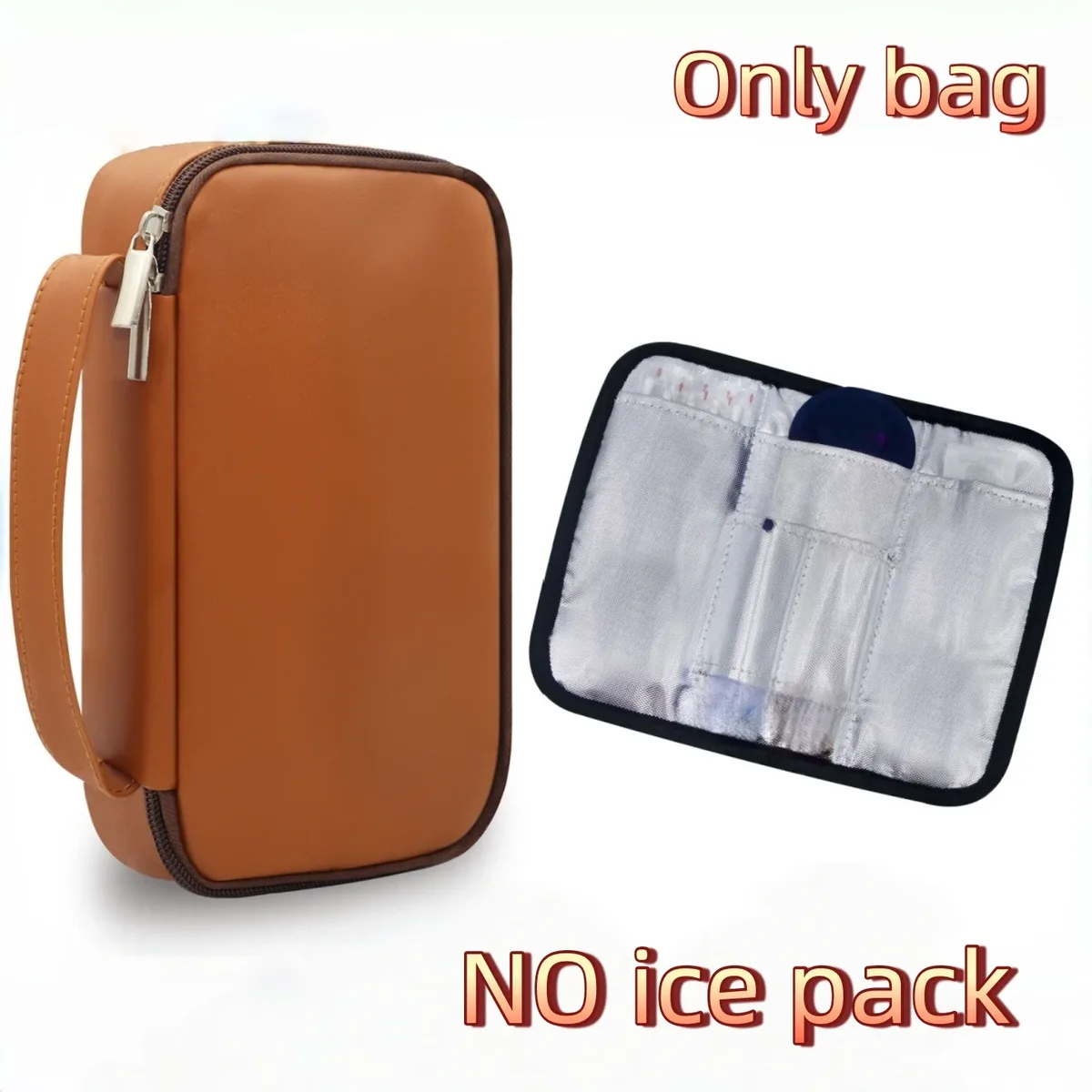 sac de rangement portable marron pour fournitures diabétiques, étui de voyage pour insuline simple ou double couche, sac seul