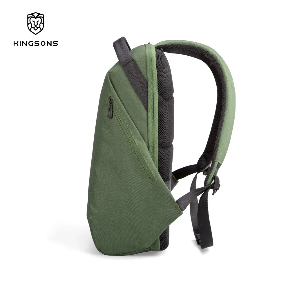 sac à dos kingsons 16l en polyester recyclé pour hommes et femmes, sac à dos léger pour ordinateur portable 15,6 pouces avec chargement usb, sac de voyage décontracté