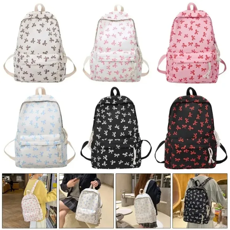 sac à dos pour filles avec nœud, grande capacité, décontracté, idéal pour les voyages, sac à dos multifonctionnel tendance pour l'école, pour enfants, utilisation quotidienne printemps-été.