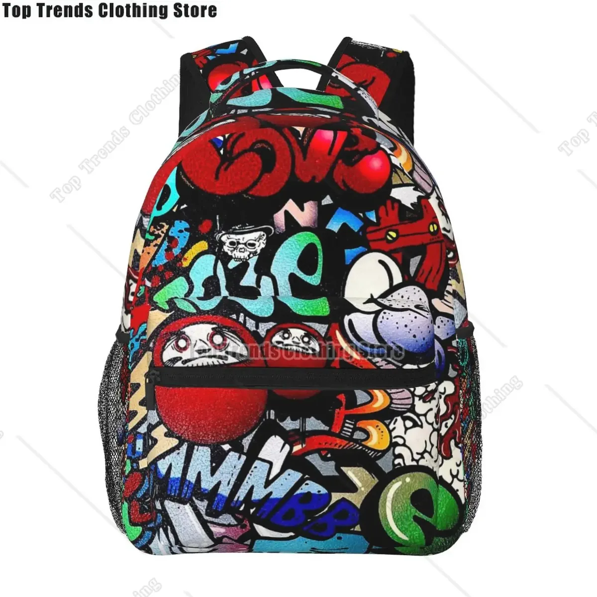 sac dos polyester imprimé graffiti omg savage symboles coeurs unisexe voyage école ordinateur portable
