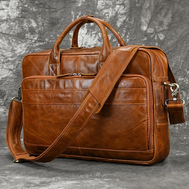Newsbirds-Sac à main en cuir véritable pour hommes, sac à bandoulière Messenger Business, sac pour ordinateur portable 15.6 pouces, sacs à main pour hommes, couches