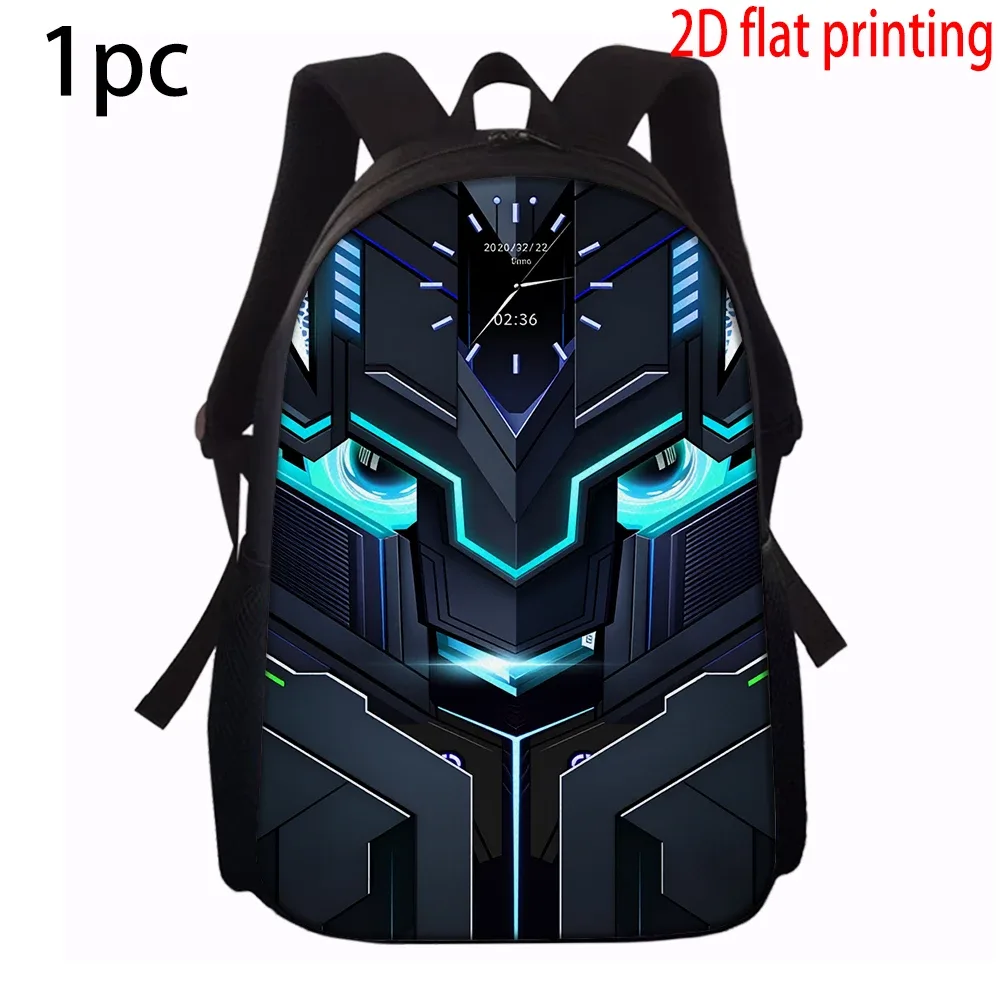 sac dos polyester noir motifs futuristes bleu blanc poignée supérieure bandes latérales petit sac main porte monnaie usage quotidien école déplacements