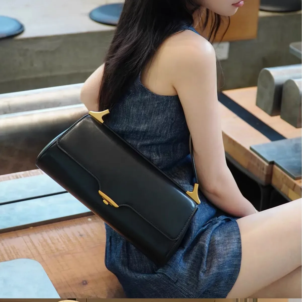 Sac à bandoulière Jwpei Eloise en cuir véritable, sac baguette rétro, mallette de transport de haute qualité