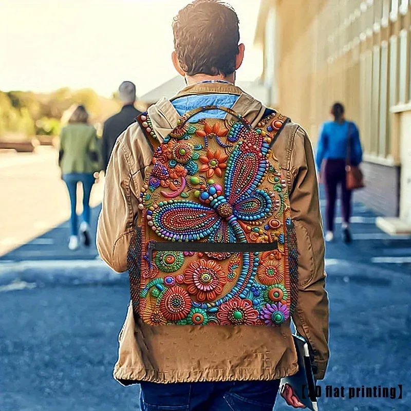 sac à dos de sport de plein air unisexe libellule colorée, sac de voyage pour couple, bretelles réglables et confortables, adapté à la randonnée