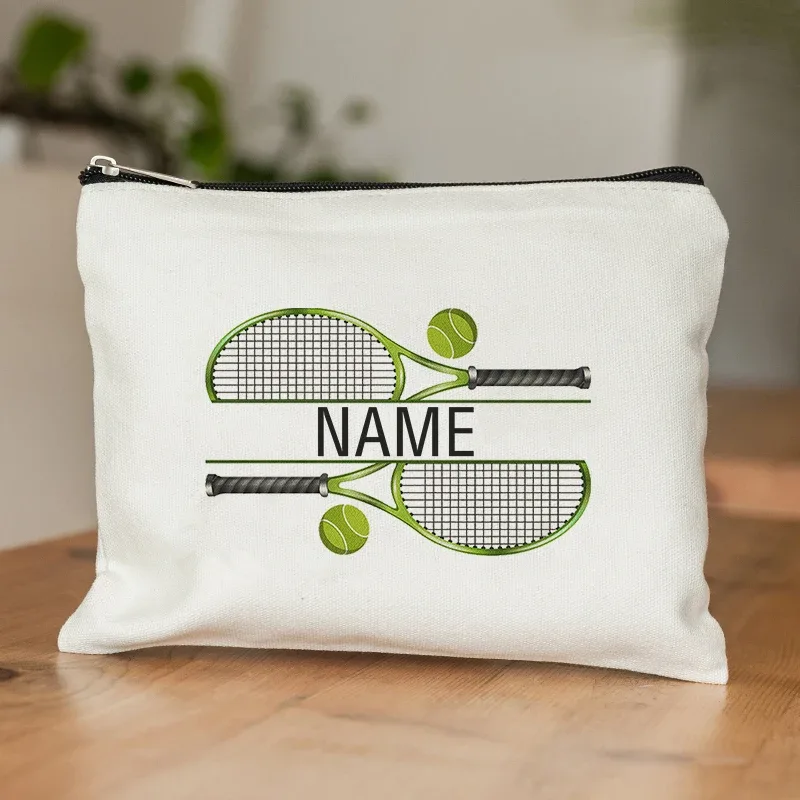 trousse de maquillage personnalisée avec nom, cadeau pour amoureux du tennis, étui cosmétique, cadeaux avantages, bourse, joueur