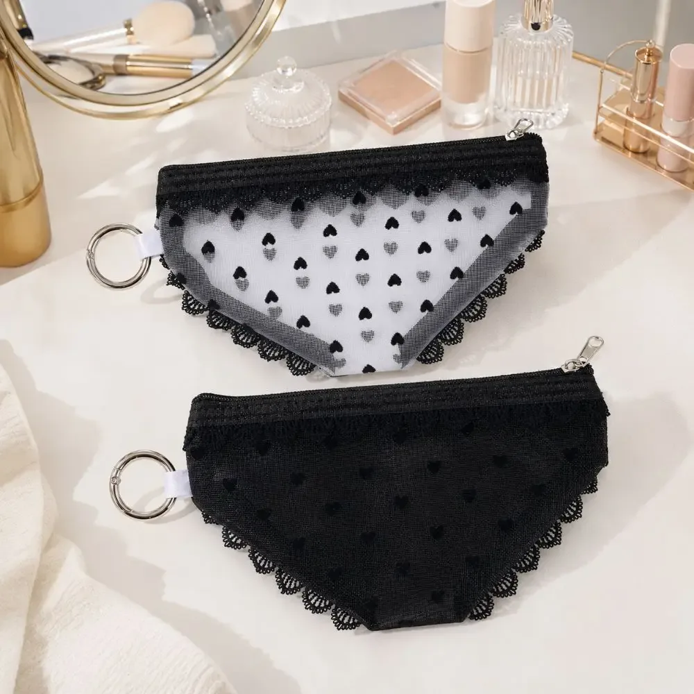 nouvelle trousse de toilette transparente en dentelle en forme de bikini, sac cosmétique en maille y2k, pochette de rangement pour maquillage, voyage et quotidien