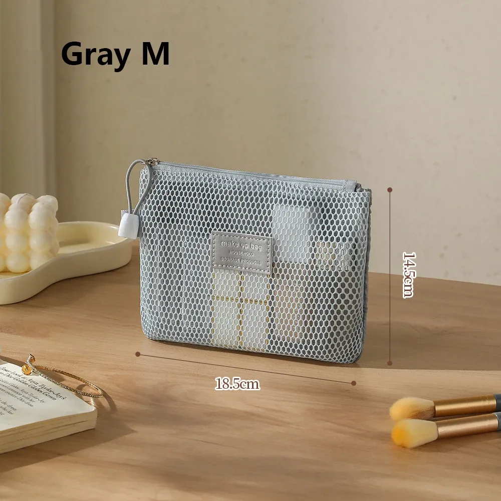petit sac de rangement de maquillage transparent en maille, oreiller, rouges à lèvres, sac de toilette cosmétique, pochette de grande capacité, mini sac de rangement pour femmes, pochette
