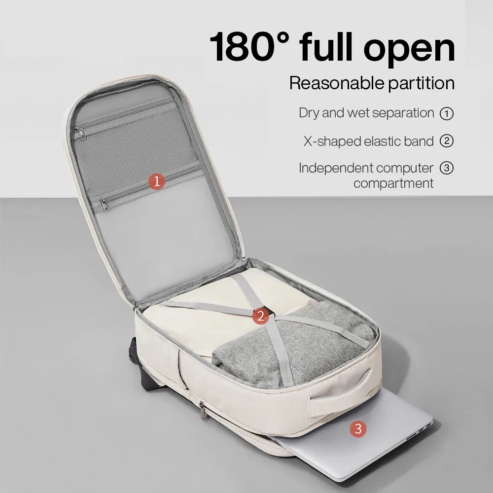 mixi nouveau design brevet sac à dos de voyage multifonctionnel unisexe étanche 18 pouces m5015