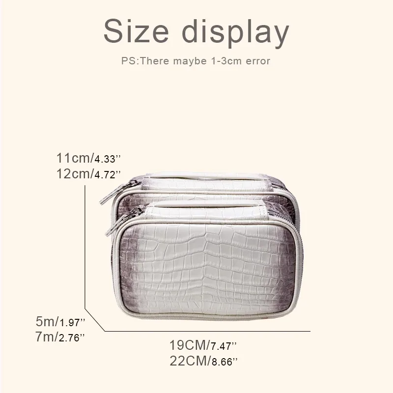 personnaliser les initiales en cuir véritable boîte d'affaires de voyage sacs de maquillage pour les femmes sacs à main et sacs à main de luxe 2026 nouveau dans le sac organisateur de motif de crocodile en peau de vach