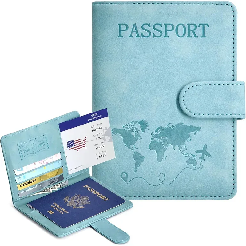 Porte-passeport pour homme et femme avec blocage RFID, protège-passeport, organiseur de documents de voyage