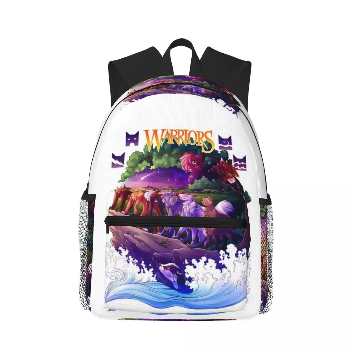 four warriors warrior cats sac à dos pour étudiants, sac d'école, sac à dos de randonnée, sac de voyage pour garçons et filles, sac à bandoulière