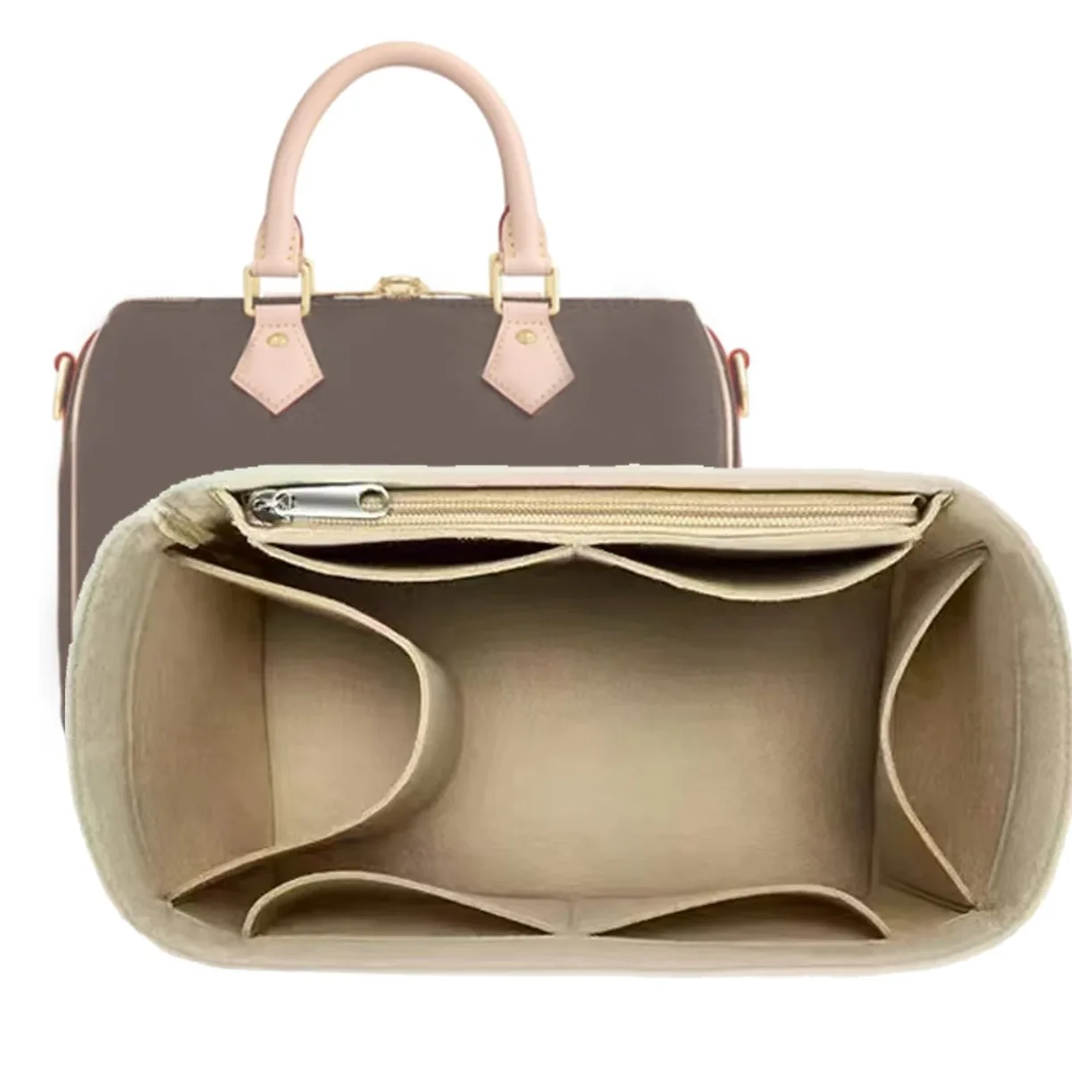 organisateur de sac à main à rabat en feutre pour lv speedy 25 30 35, sac intérieur de maquillage, sac à main de voyage, fourre-tout de rangement, accessoires