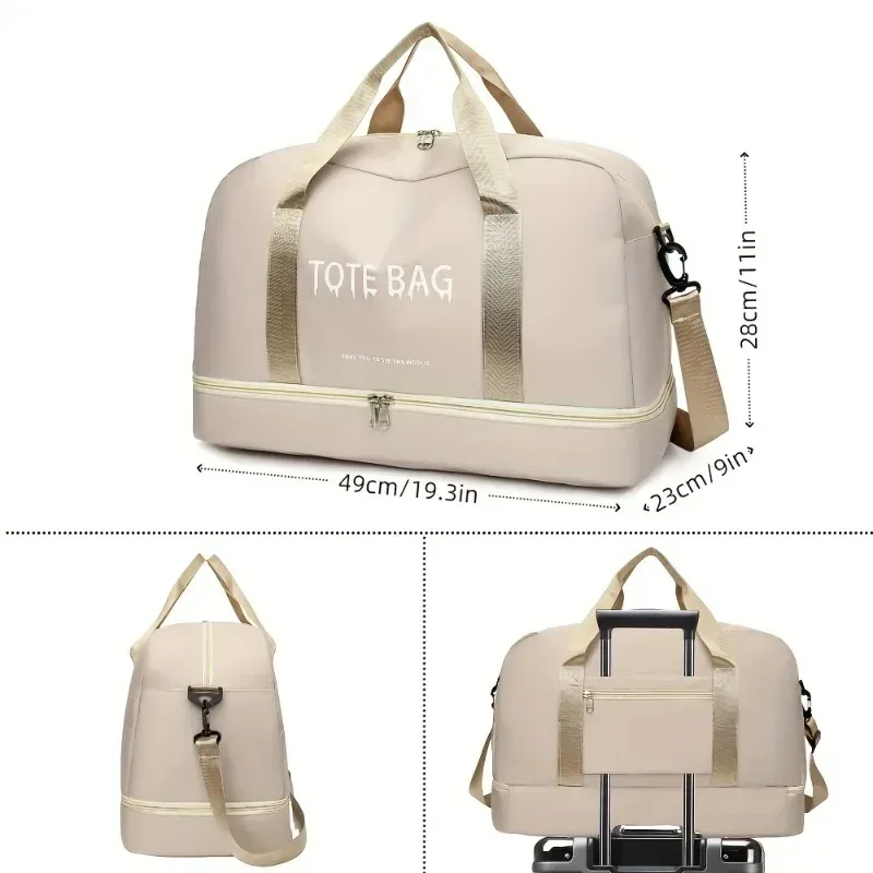sac de voyage multifonctionnel de grande capacité avec bandoulière réglable, sac de sport décontracté en nylon durable pour le sport
