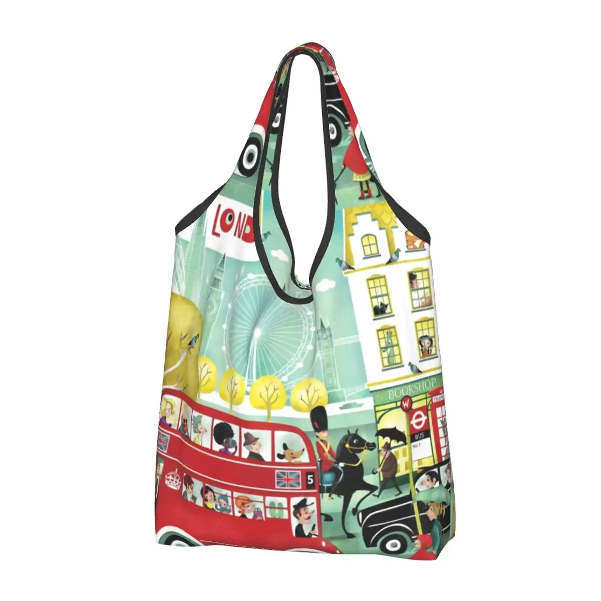 sac fourre-tout portable britannique sensation red bus, btfashion, vintage, royaume-uni, londres, symdockers shopping, épicerie, sac initié