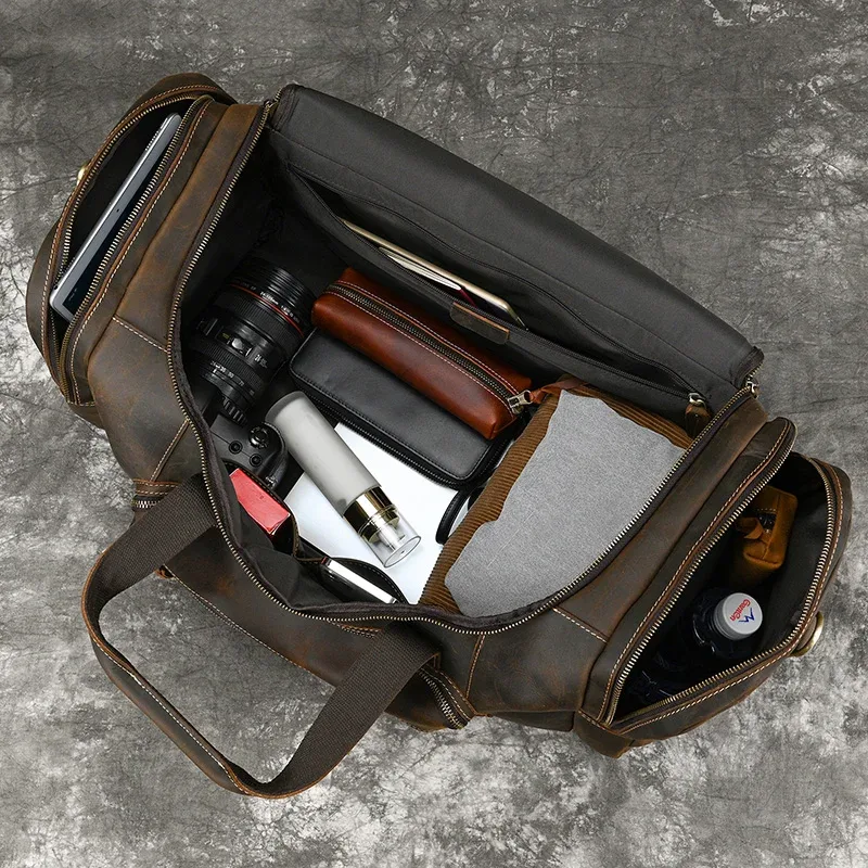 sac à bagages en cuir de grande capacité pour hommes, sac de voyage masculin, sacs de sport, sacs de week-end sur les bagages, sacs à main de nuit