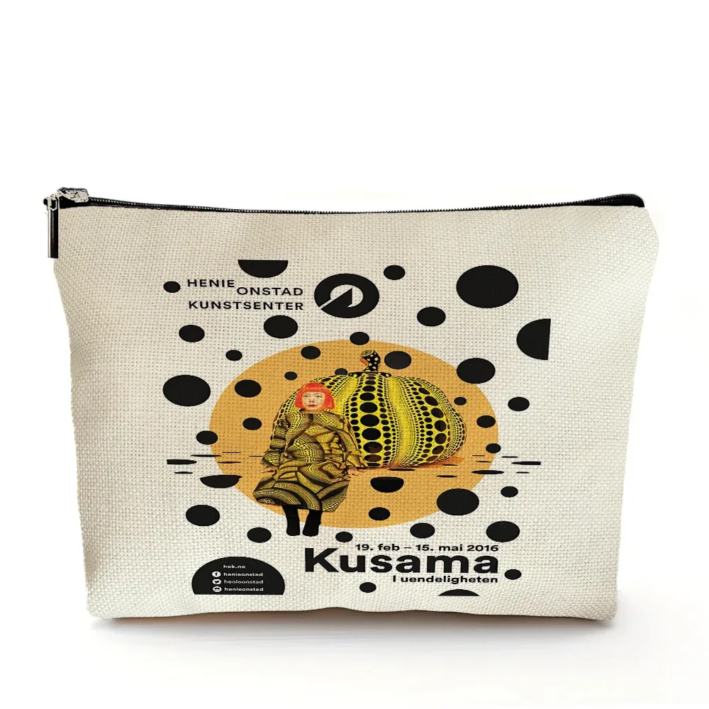 sacs à cosmétiques yayoi kusama art girl, double imprimé, motif pois japonais, sac à main de maquillage pour femme, organisateur de voyage, portefeuille enfant