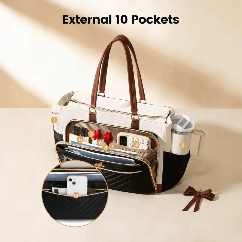 sac isotherme élégant grande capacité avec porte-gobelet, design 3-en-1, sac de travail, sac décontracté élégant résistant à l'eau, sac de voyage