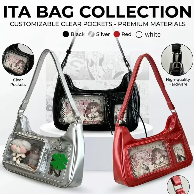 sac à bandoulière y2k harajuku pour femme, sac ita transparent coréen, sac à bandoulière scolaire, sac à main de créateur japonais style preppy
