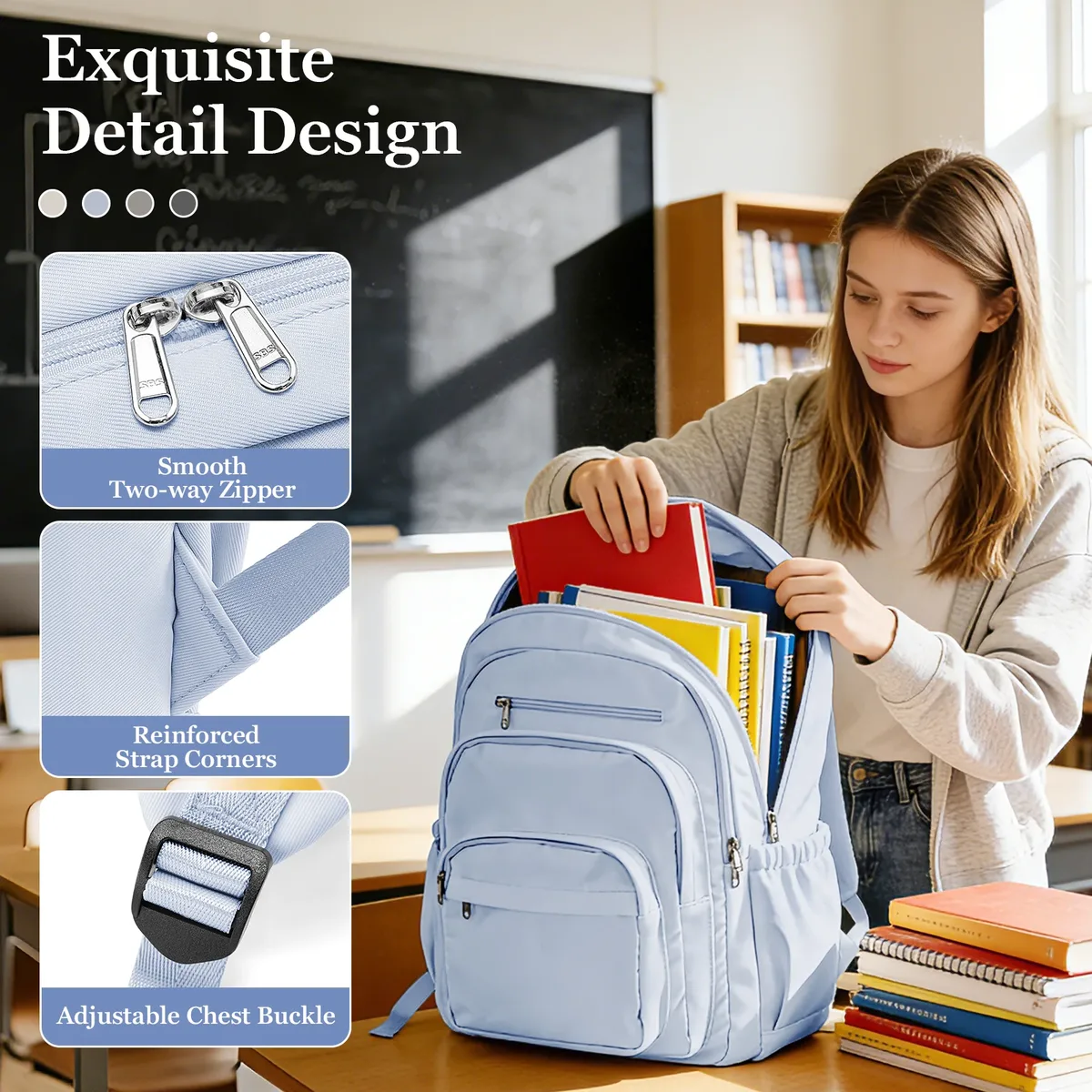 sac à dos scolaire pour adolescentes et adolescents, sac à dos pour l'université, sac à dos pour ordinateur portable pour femmes, sac à dos léger et décontracté pour le travail